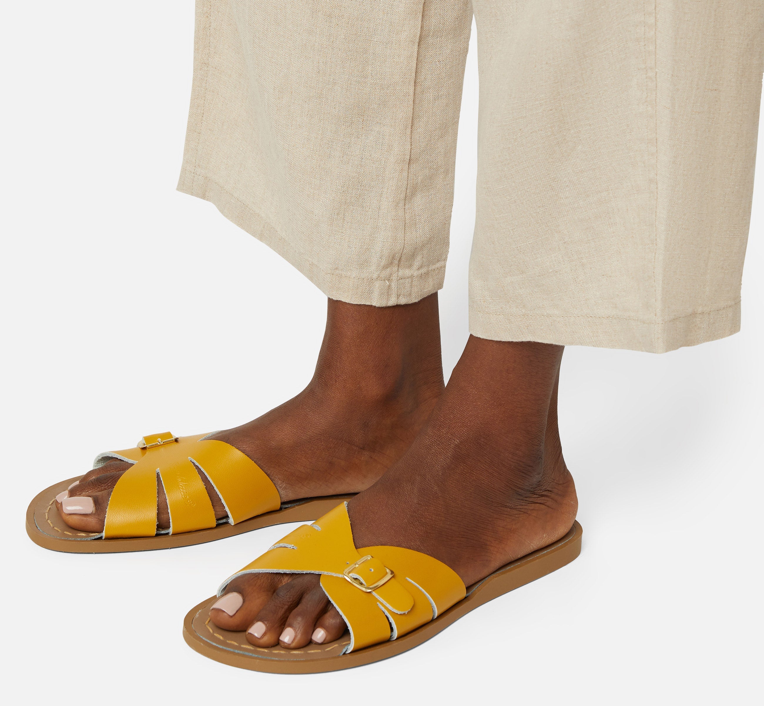 Classic Slide Mustard Womens Sandal - Salt-Water Sandals Asia